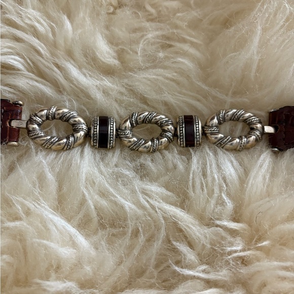 Brighton Black Leather with Silver Linked Sides and Buckle Belt main image 6